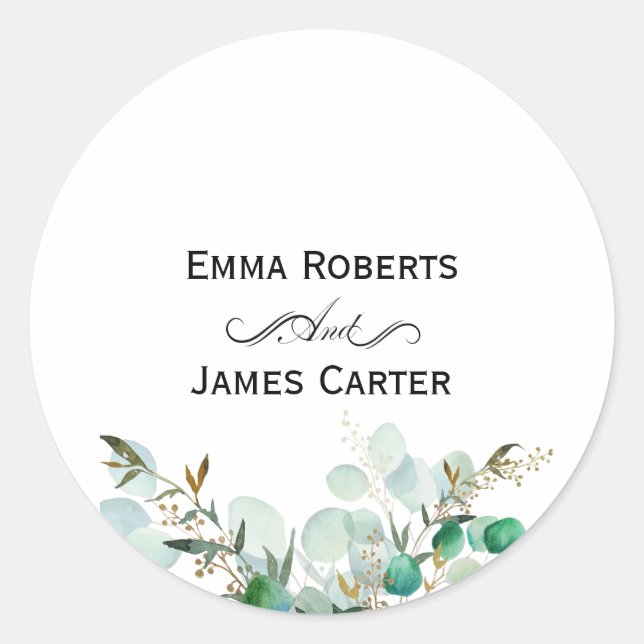 Rond Eucalyptus Greenery Round Sticker (Devant)