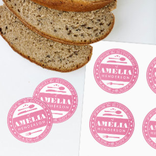 Rond Fabriqué avec Amour Alimentation Sticker cadeau Kr