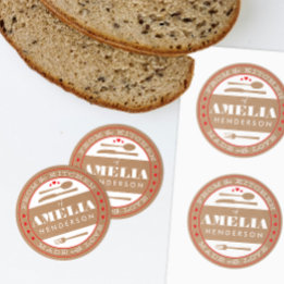 Rond Fabriqué avec l'amour Alimentation Sticker Cadeau