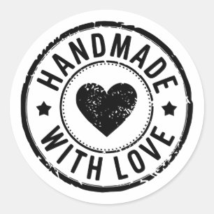 Rond Fait à la main avec l'amour Sticker Coeur détendu