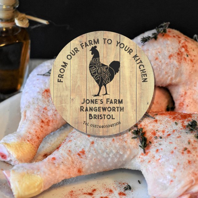 Rond Farm Fresh Chicken Sticker | Rustic Hen Logo Label (Créateur téléchargé)