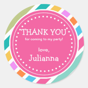 Rond Fête Filles Anniversaire Merci Favor Sticker