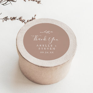Rond Feuille minimale   Sticker Faveur Merci neutre