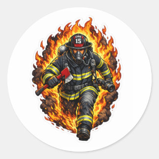 Rond Firefighter Chibi Sticker Cute Fireman Cartoon Fir