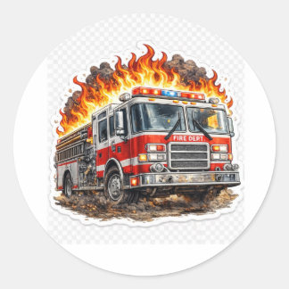 Rond Firefighter Fire Truck Rescue Hero Classic Sticker