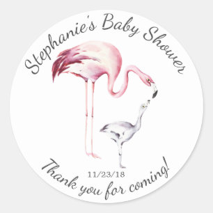 Rond Flamant rose Maman Baby shower Favoriser Sticker