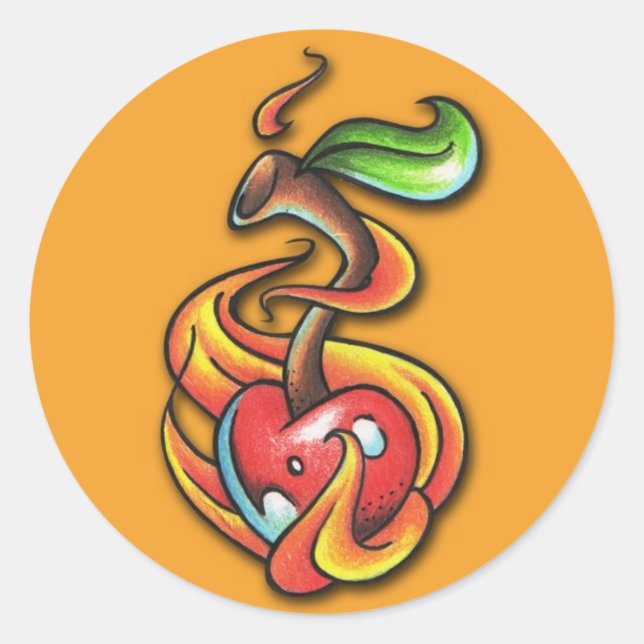 Rond Flamme cerise - Sticker (Devant)