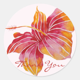 Rond Fleur d'Hibiscus hawaïen Sticker Merci