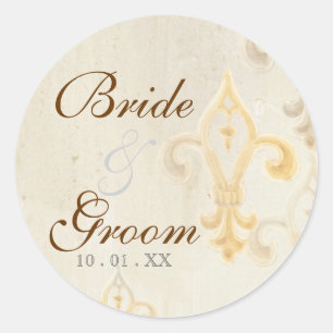 Rond Fleur di Lys Damask 2 - Sceau Mariage ou Sticker