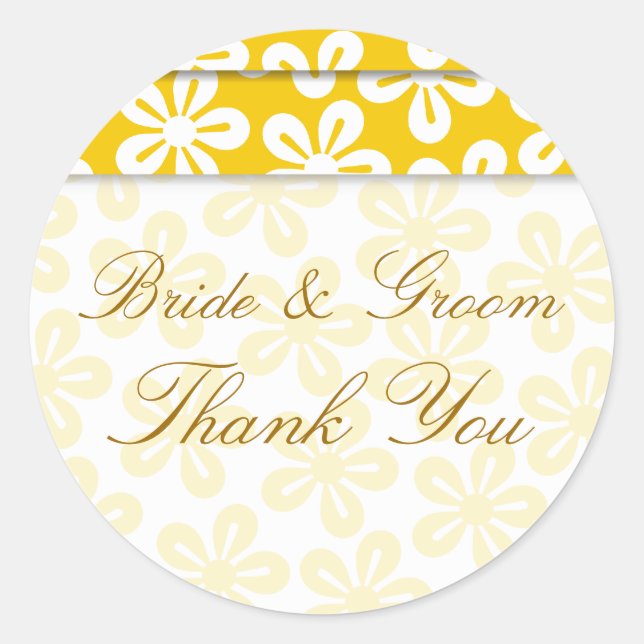 Rond Fleurs Blanches Sur Sticker Mariage Jaune (Devant)