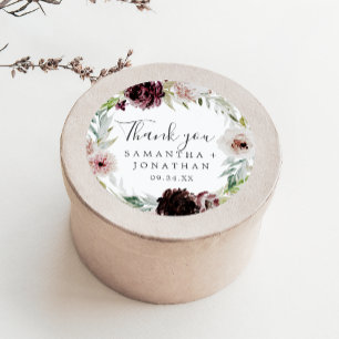 Rond Floral Romance Merci Mariage Favor Sticker