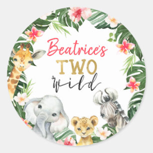 Rond Floral Safari deux Sticker d'anniversaire sauvage