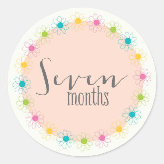 Rond Floral Sept Mois Nouveau Bébé Sticker