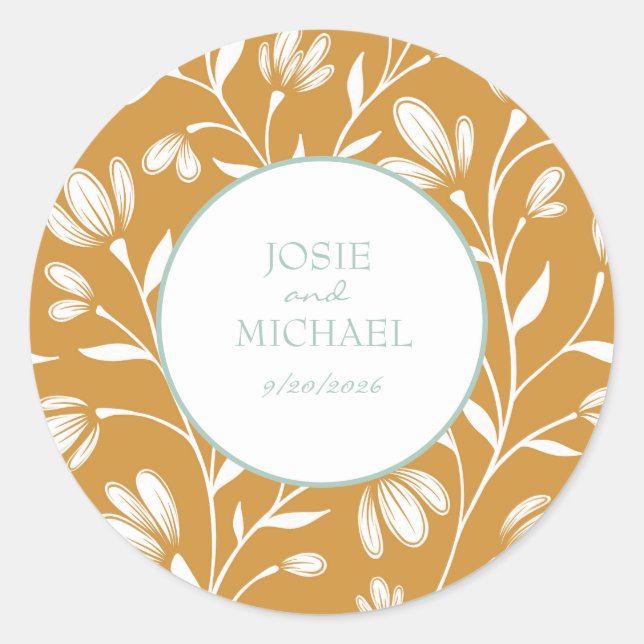 Rond Floral Wedding Sticker (Devant)