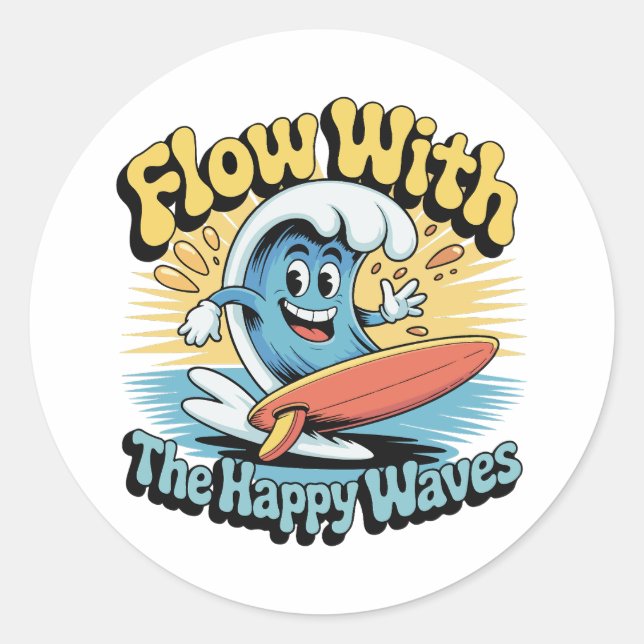 Rond Flow With The Happy Waves Waterproof Sticker (Devant)