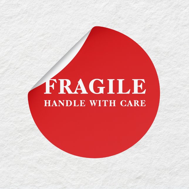 Rond Fragile Handle With Care Red Shipping Sticker (Créateur téléchargé)