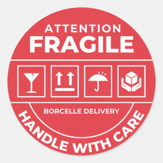 Rond Fragile Handle With Care Shipping Sticker