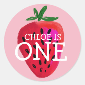 Rond Framboise | Sticker personnalisé premier anniversa