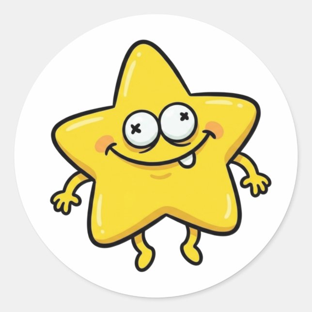Rond Funny Cartoon Star Character Sticker (Devant)