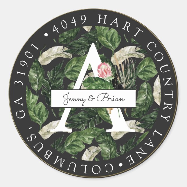 Rond Glamour été verdure retour Adresse Sticker (Devant)