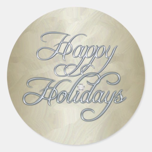 Rond Gold Foil Happy Holidays Diamond Sticker (Devant)