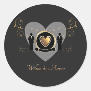 Rond Gold Heart Homme Mariage Sticker