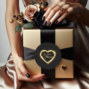 Rond Gold My Sweet Heart Black Valentine Round Sticker