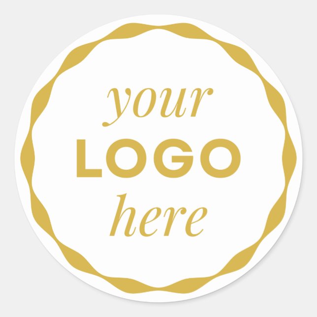 Rond Gold White Custom Logo Scalloped Circle Sticker (Devant)