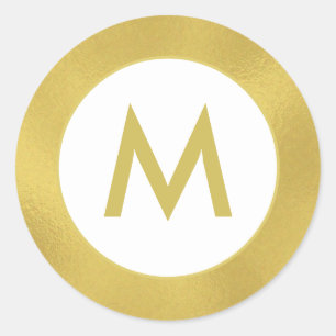 Rond Gold White Elegant Monogram Sticker Seal