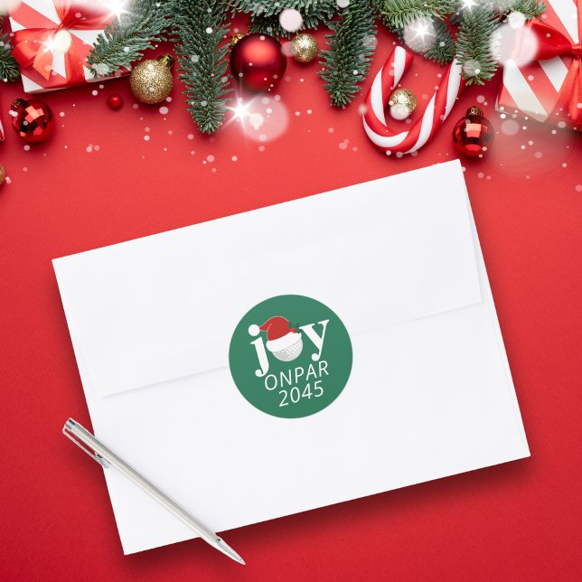 Rond Golf Christmas Holiday Joy Sticker Modern Green (Sleek holiday sticker, perfect for envelopes 🎄
Add your club name, event, or year.)