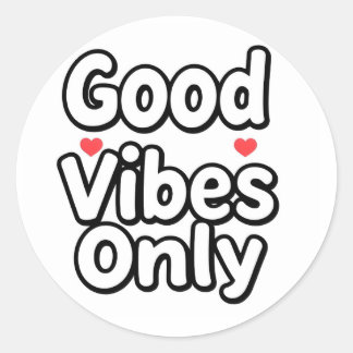 Rond Good Vibes Only Retro Aesthetic Sticker with Heart