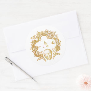 Rond Gothique Glam Halloween Sticker Blanc