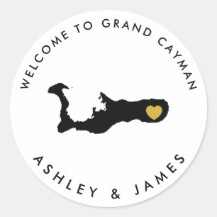 Rond Grand Cayman Mariage Welcome Sticker pour boîte, s