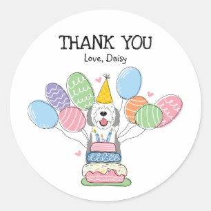 Rond Gris et blanc Sheepadoodle Favoriser Tags Sticker