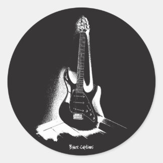 Rond Guitare électrique noire et blanche - Sticker