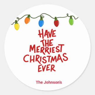 Rond Hand Lettered Merry Christmas Round Sticker