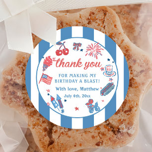 Rond Happy 4 juillet Fireworks BBBQ Party Sticker