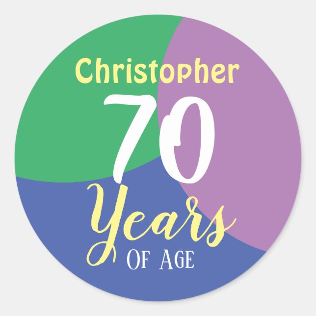 Rond Happy 70th Birthday Classic Round Sticker (Devant)