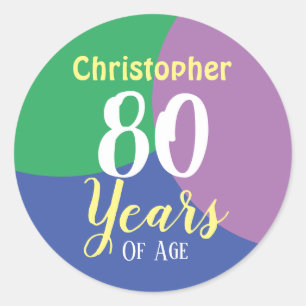Rond Happy 80th Birthday Classic Round Sticker
