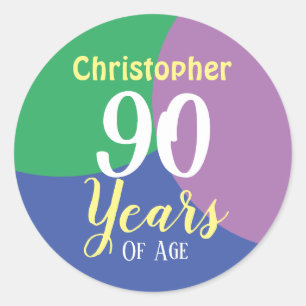 Rond Happy 90th Birthday Classic Round Sticker