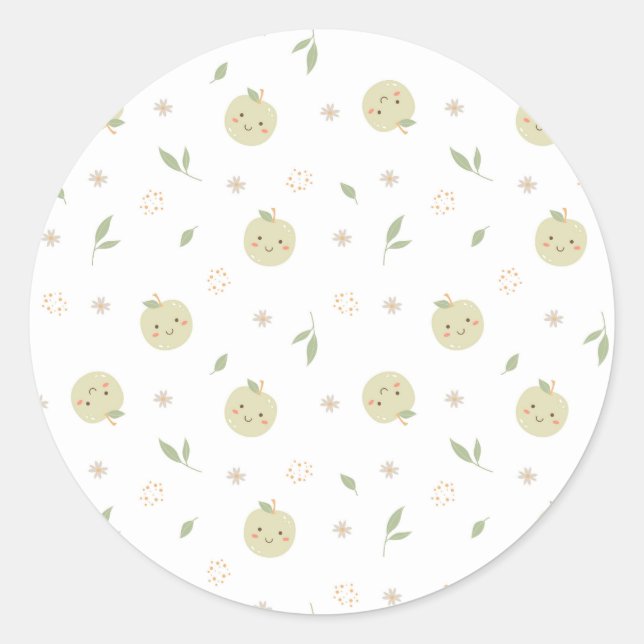Rond Happy Apples Motif - Sticker (Devant)