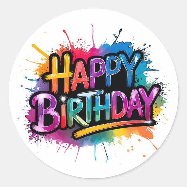 Rond Happy Birthday Sticker Design (Devant)