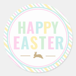 Rond Happy Bunny Pastel Sticker de Pâques