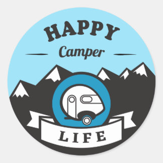 Rond Happy Camper Life Sticker