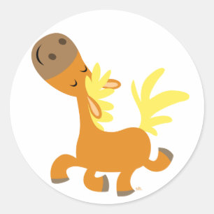 Rond Happy Cartoon Pony Sticker