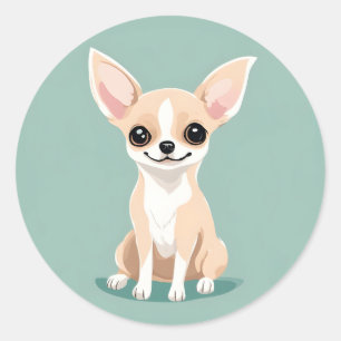 Rond Happy Chihuahua Sticker