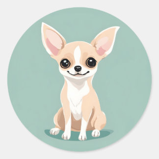 Rond Happy Chihuahua Sticker