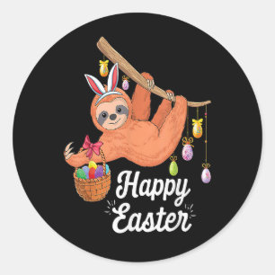 Rond Happy Easter Sloth sticker