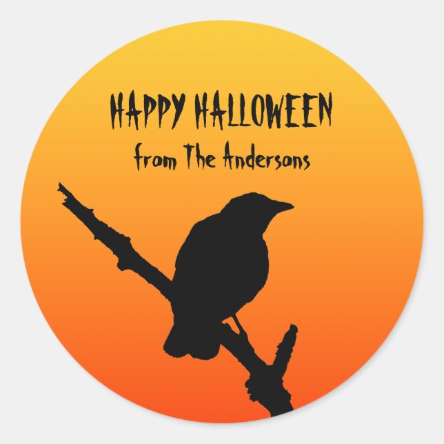 Rond Happy Halloween Crow Sticker (Devant)