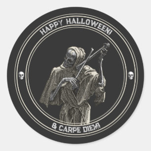 Rond Happy Halloween Sticker avec Musicing Death